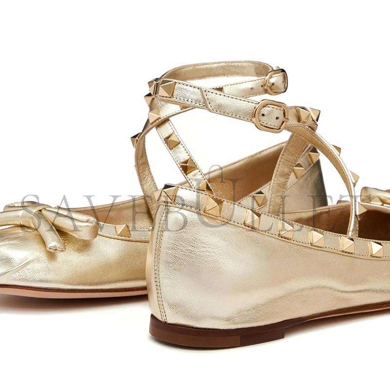 VALENTINO ROCKSTUD LAMINATED NAPPA LEATHER BALLERINA 4W2S0HB6JXH_R16